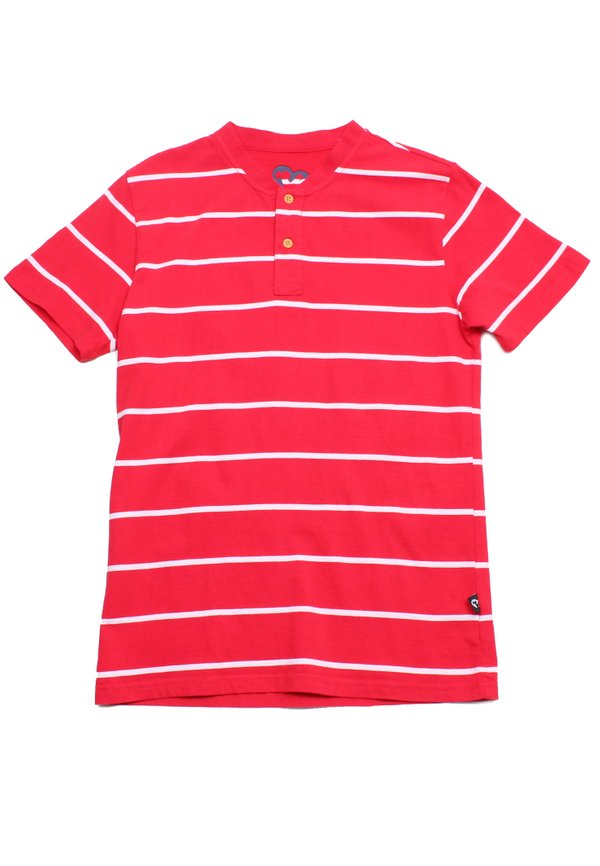 Thin Stripe Classic Men's Premium Henley T-Shirt RED