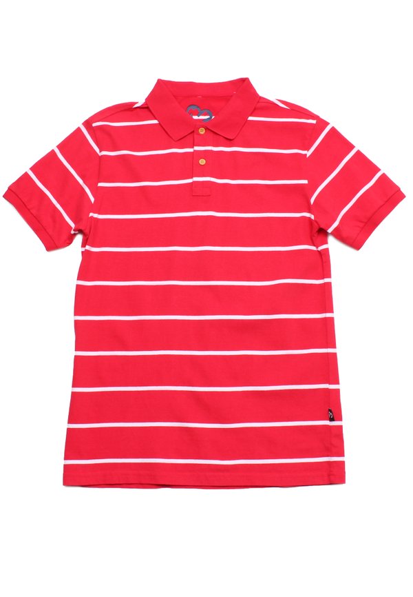 Thin Stripe Classic Men's Premium Polo T-Shirt RED