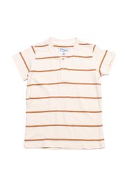 Classic Thin Stripe Premium Boy's Henley T-Shirt KHAKI