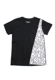 Doodle Swirl Panel Premium Boy's T-Shirt BLACK