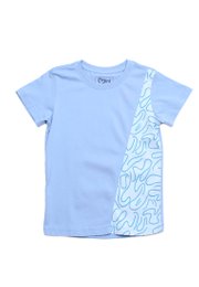 Doodle Swirl Panel Premium Boy's T-Shirt BLUE