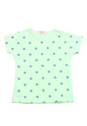 Floral Petal Print Girl's T-Shirt GREEN