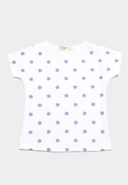 Floral Petal Print Girl's T-Shirt WHITE