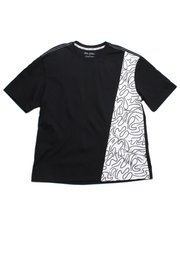 Doodle Swirl Panel Premium Oversized Men's T-Shirt BLACK