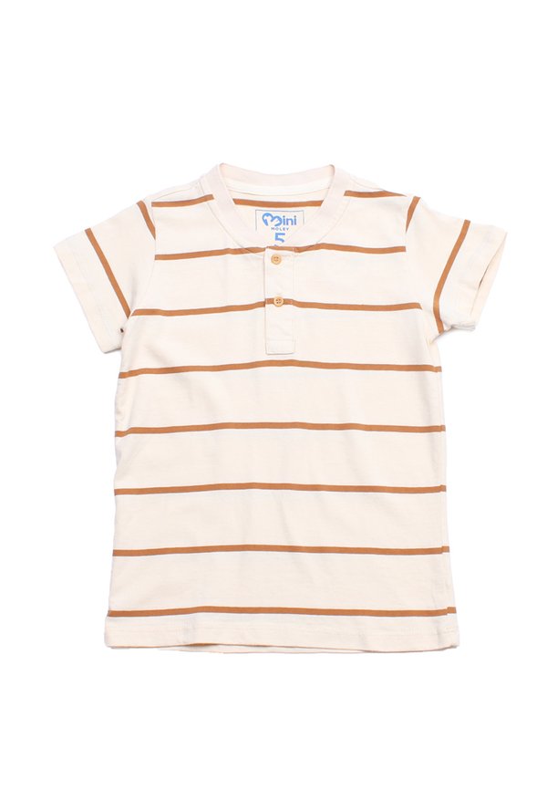 Classic Thin Stripe Premium Boy's Henley T-Shirt KHAKI