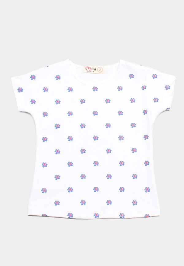 Floral Petal Print Girl's T-Shirt WHITE