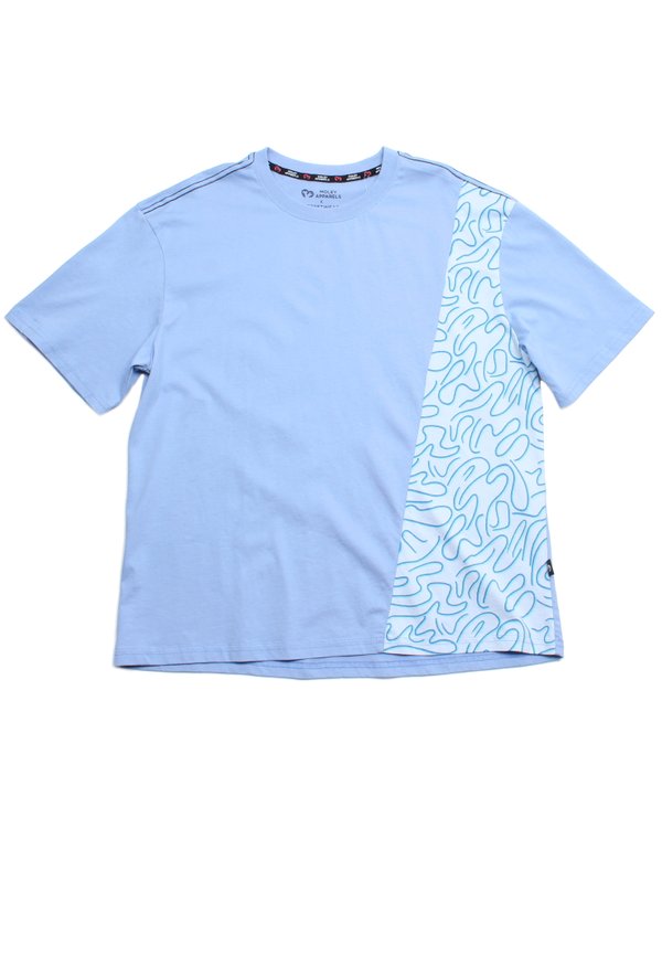 Doodle Swirl Panel Premium Oversized Men's T-Shirt BLUE