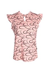 Ribbons Print Ladies' Button Blouse PINK