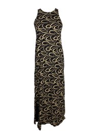 Ribbons Print Maxi Ladies' Dress BLACK