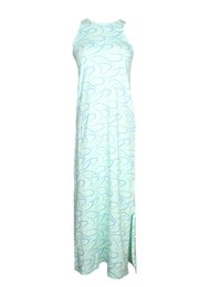 Ribbons Print Maxi Ladies' Dress CYAN