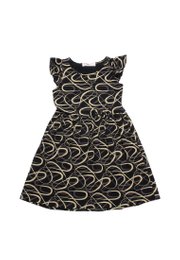 Ribbons Print Girl's Dress BLACK