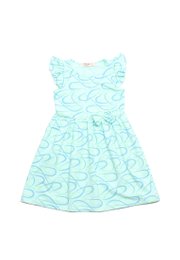 Ribbons Print Girl's Dress CYAN