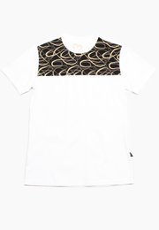 Ribbons Print Panel Men's T-Shirt WHITE