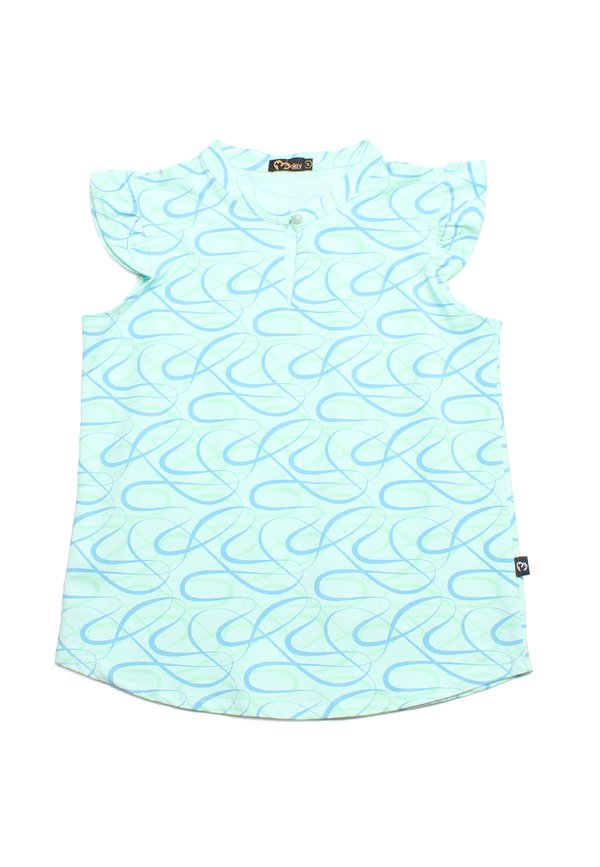 Ribbons Print Ladies' Button Blouse CYAN