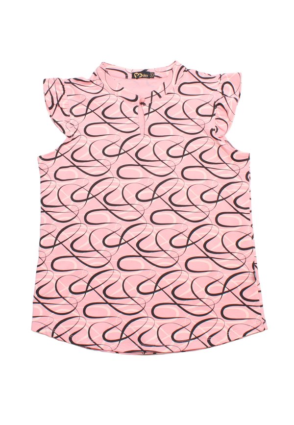 Ribbons Print Ladies' Button Blouse PINK