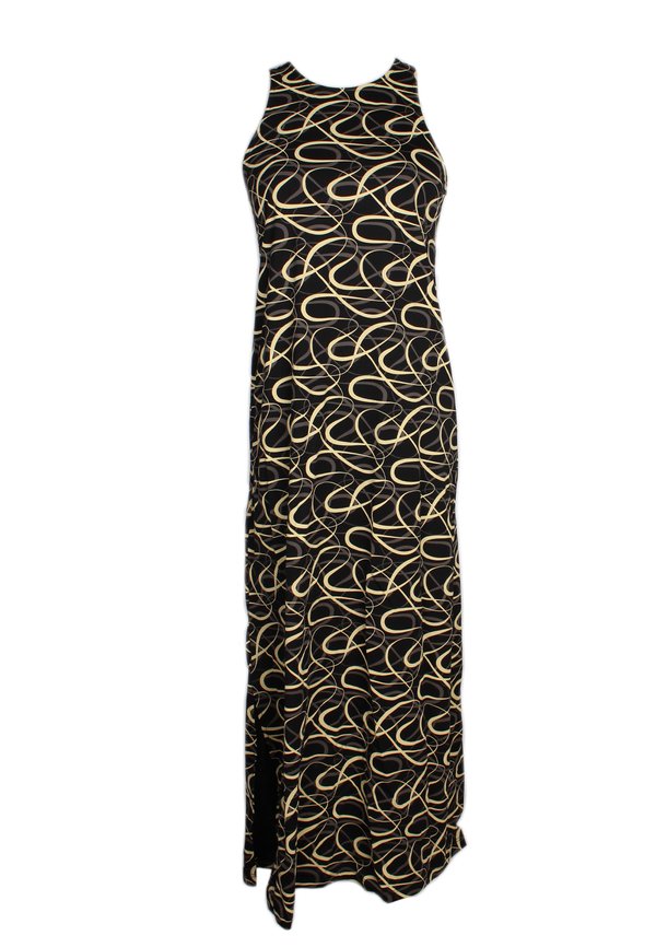 Ribbons Print Maxi Ladies' Dress BLACK