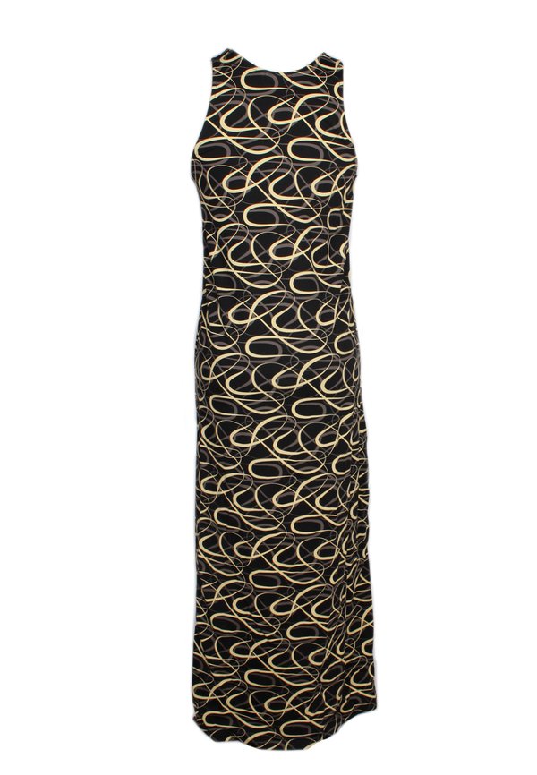 Ribbons Print Maxi Ladies' Dress BLACK