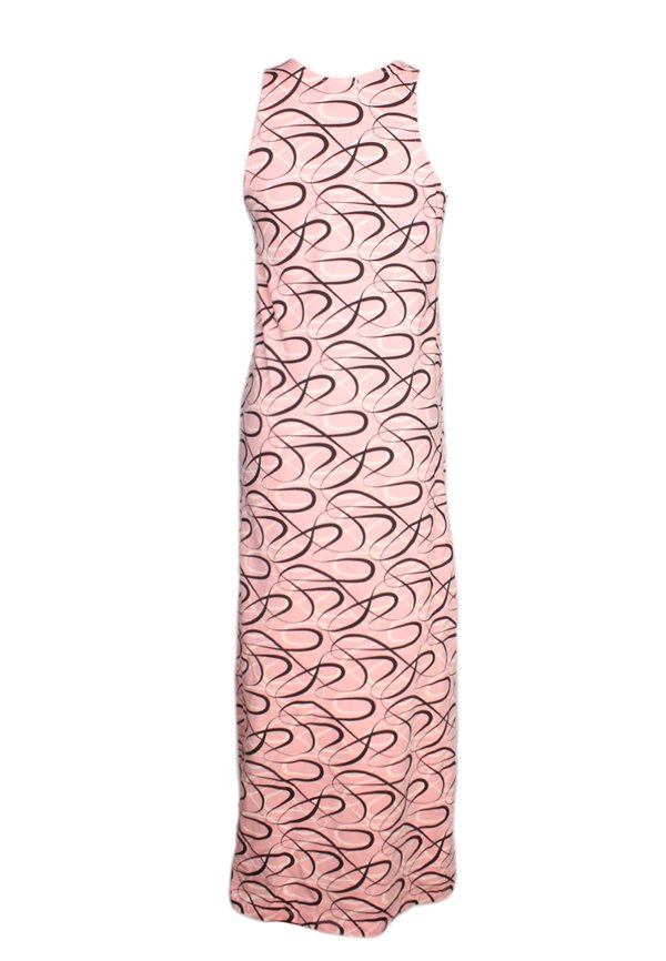 Ribbons Print Maxi Ladies' Dress PINK