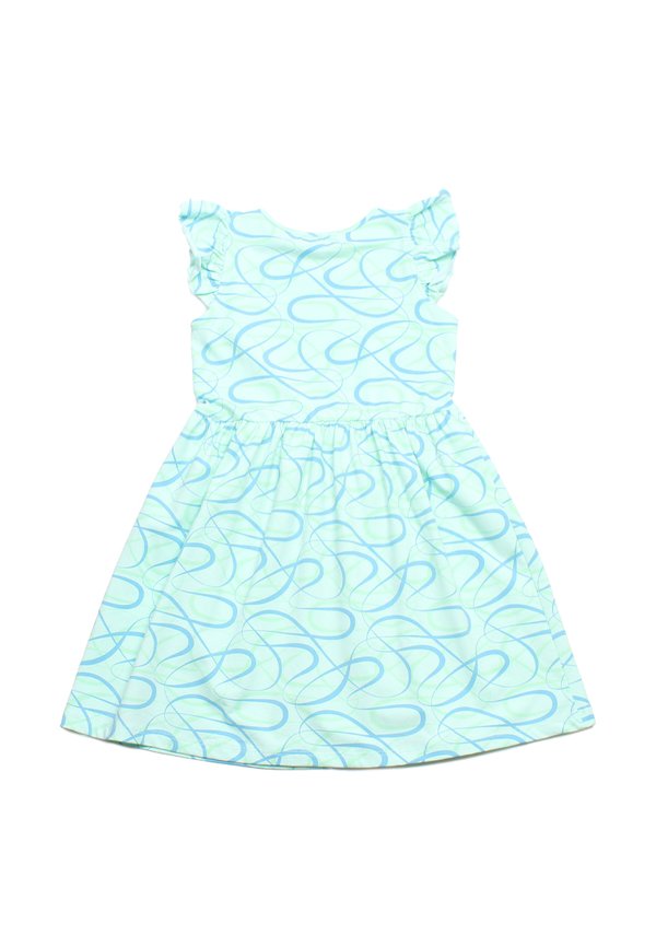 Ribbons Print Girl's Dress CYAN