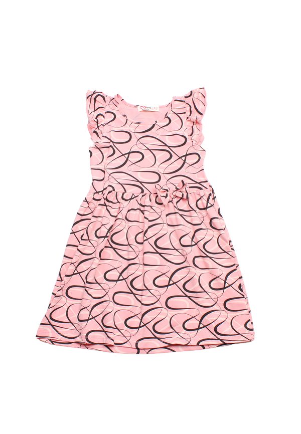 Ribbons Print Girl's Dress PINK