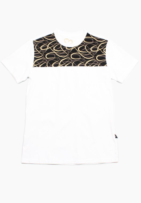 Ribbons Print Panel Men's T-Shirt WHITE