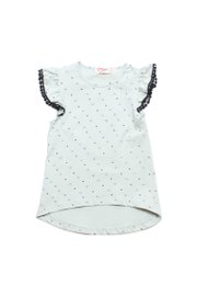 Triangle Prints Lace Trimming Girl's T-Shirt BLUISH GREEN