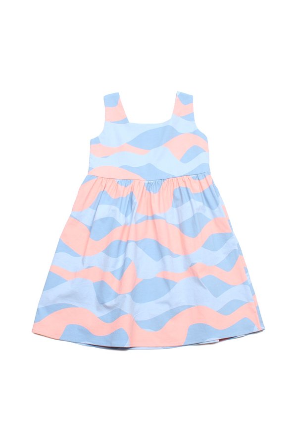 Premium Wave Girl's Linen Dress BLUE/PINK