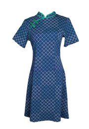 [PRE-ORDER] Kueh Bangkit Print Cheongsam Inspired Ladies' Dress NAVY