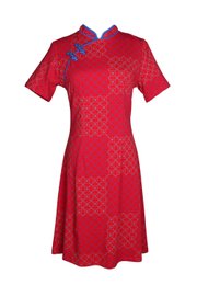 [PRE-ORDER] Kueh Bangkit Print Cheongsam Inspired Ladies' Dress RED