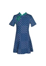 [PRE-ORDER] Kueh Bangkit Print Cheongsam Inspired Girl's Dress NAVY