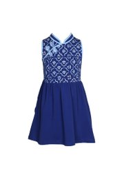 [PRE-ORDER] Pineapple Oriental Print Cheongsam Inspired Girl's Dress BLUE