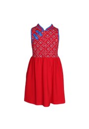 [PRE-ORDER] Pineapple Oriental Print Cheongsam Inspired Girl's Dress RED