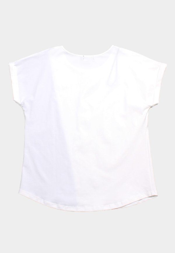 Denim Panel Ladies' Blouse WHITE