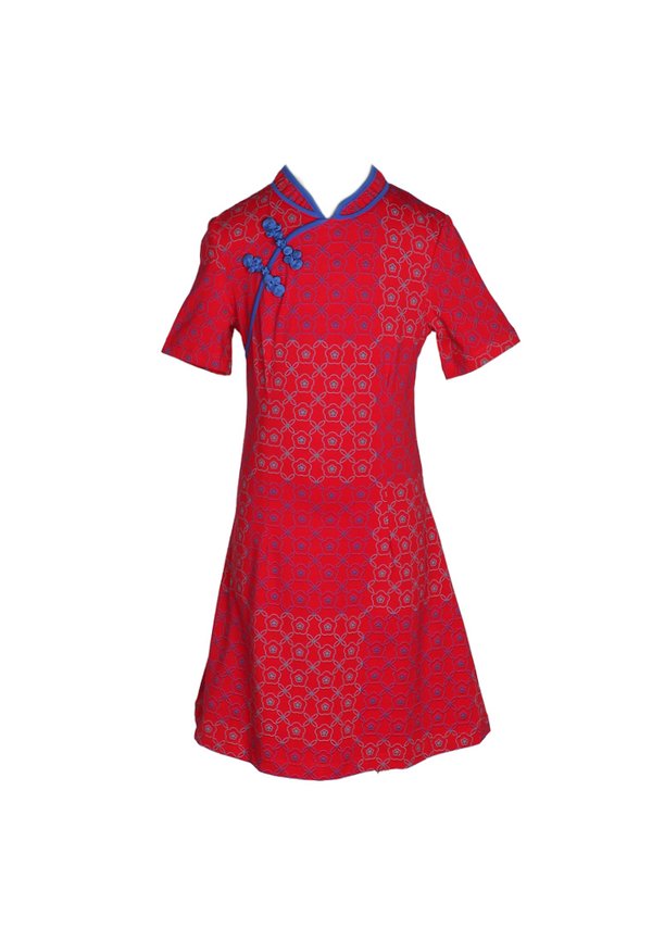 [PRE-ORDER] Kueh Bangkit Print Cheongsam Inspired Girl's Dress RED