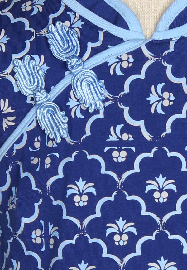 Pineapple Oriental Print Cheongsam Inspired Girl's Dress BLUE