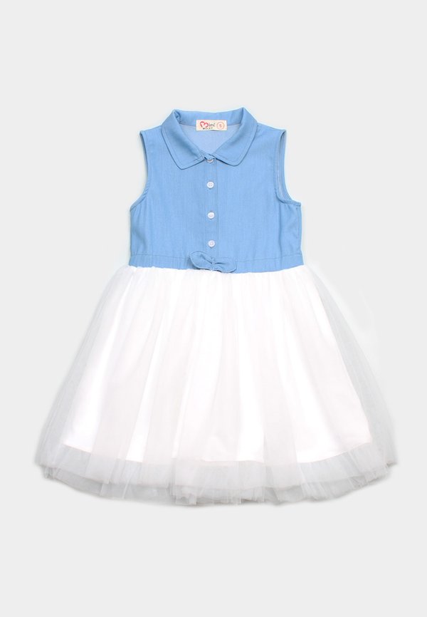 Denim Girl's Bubble Dress BLUE/WHITE