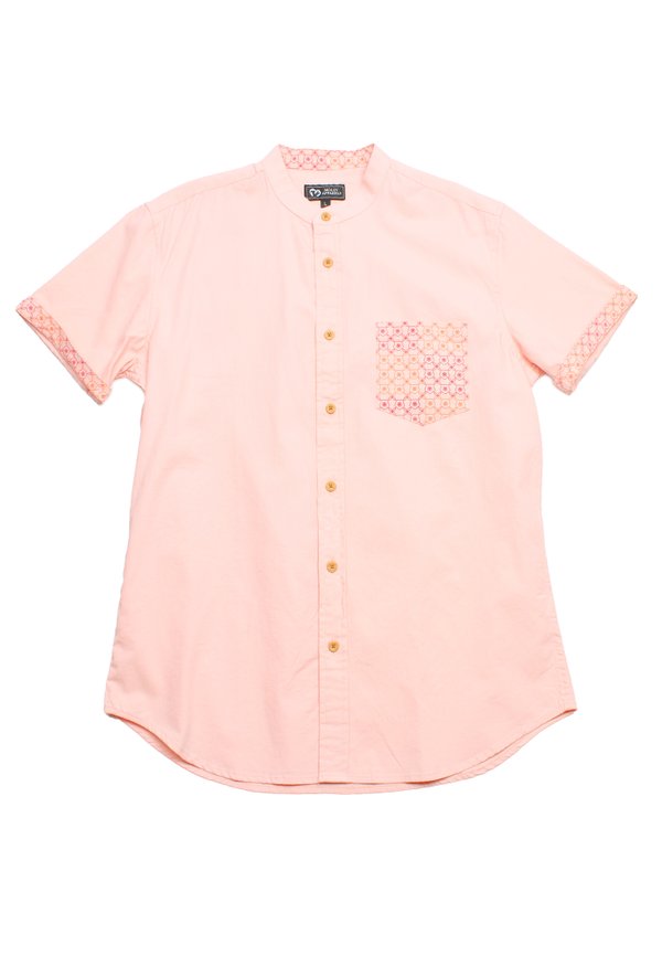 [PRE-ORDER] Kueh Bangkit Print Pocket Mandarin Collar Short Sleeve Men's Shirt PINK