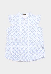 Pineapple Oriental Print Ladies' Button Blouse WHITE