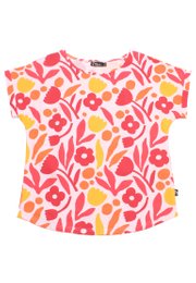 Abstract Flower Prints Ladies' Blouse RED