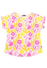 Abstract Flower Prints Ladies' Blouse YELLOW