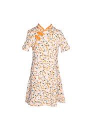 Orange Print Cheongsam Inspired Girl's Dress PINK