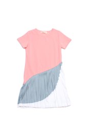 Colour Block Pleated Girl's Dress PINK