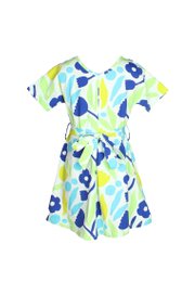 Abstract Flower Premium Girl's Flare Dress GREEN