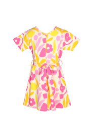 Abstract Flower Premium Girl's Flare Dress YELLOW