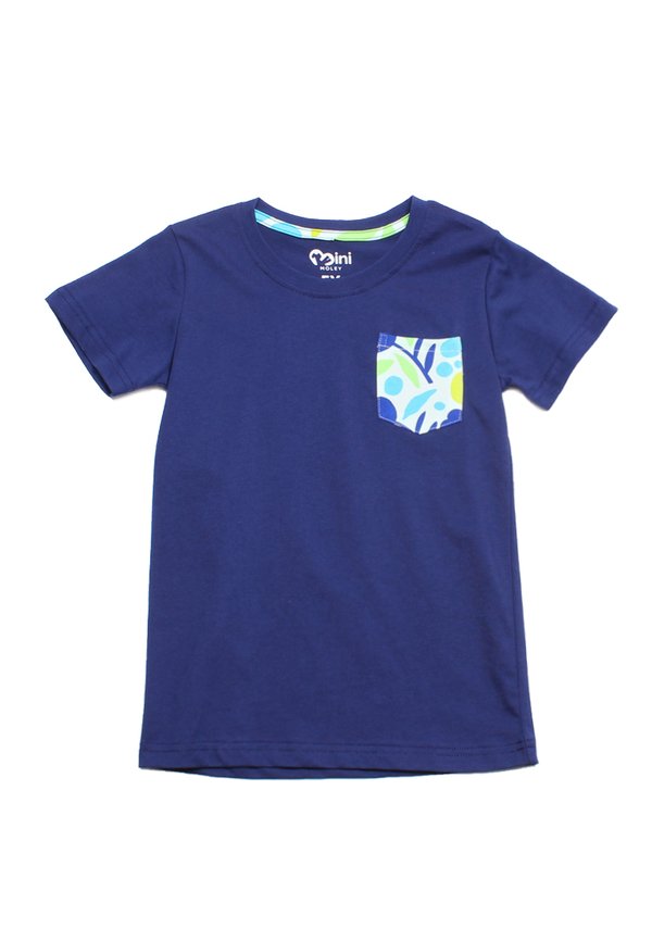 Abstract Flower Pocket Premium Boy's T-Shirt NAVY