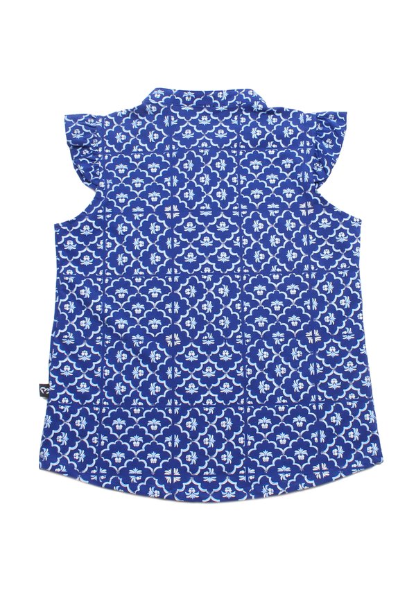 Pineapple Oriental Print Ladies' Button Blouse BLUE