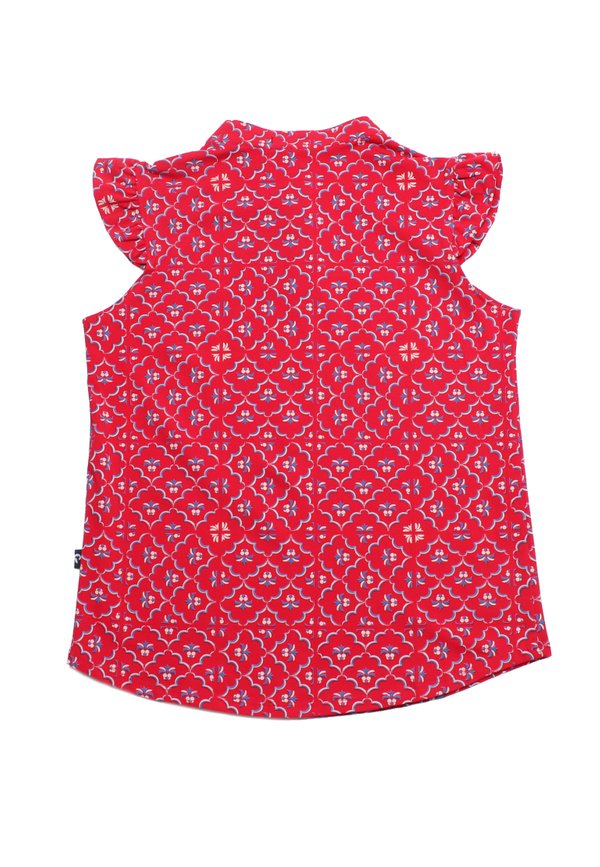 Pineapple Oriental Print Ladies' Button Blouse RED