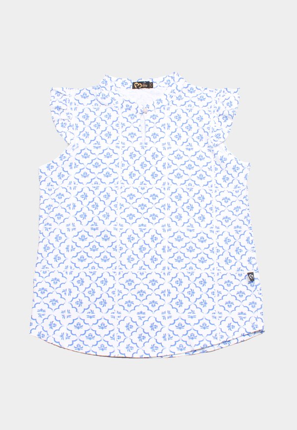 Pineapple Oriental Print Ladies' Button Blouse WHITE