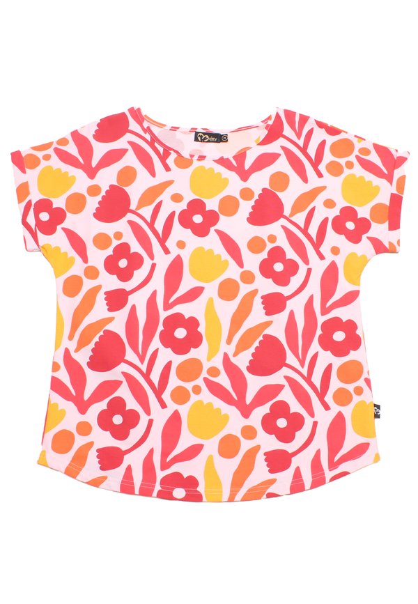 Abstract Flower Prints Ladies' Blouse RED