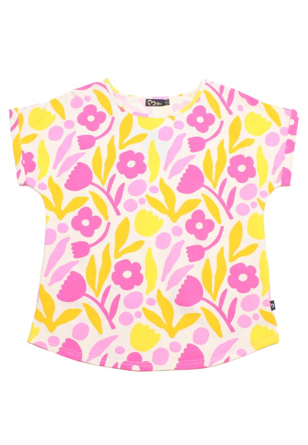 Abstract Flower Prints Ladies' Blouse YELLOW